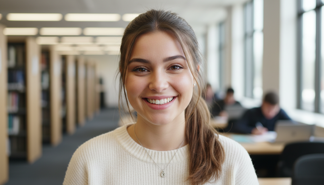 Portrait of a young student smiling