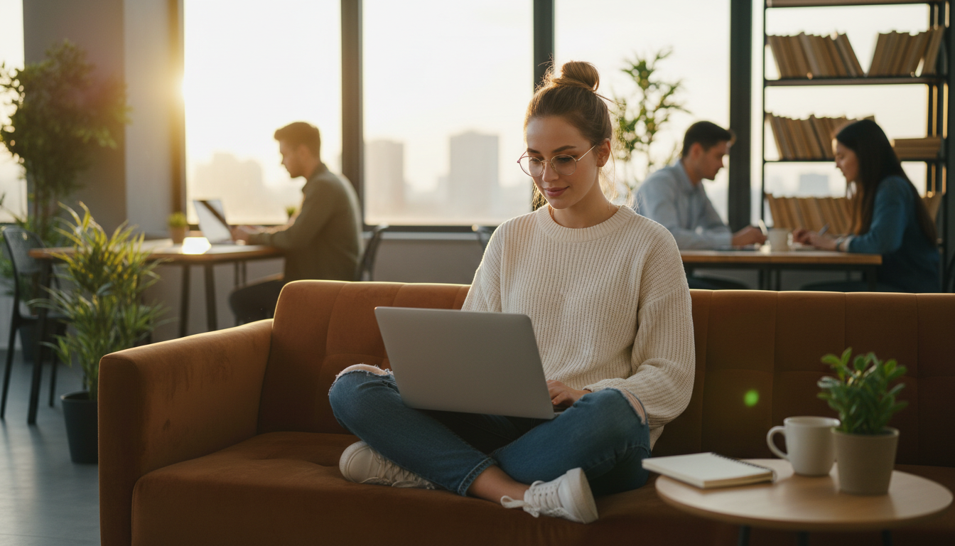 Young entrepreneur at laptop