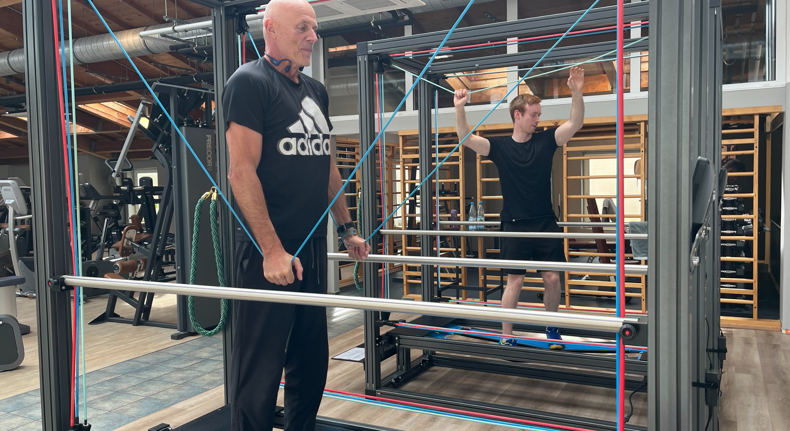 Close-up of person balancing on a proprioceptive training board
